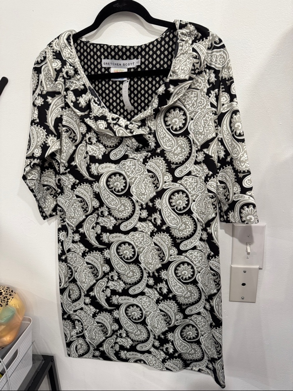 Gretchen Scott Black & White Paisley Shift Dress